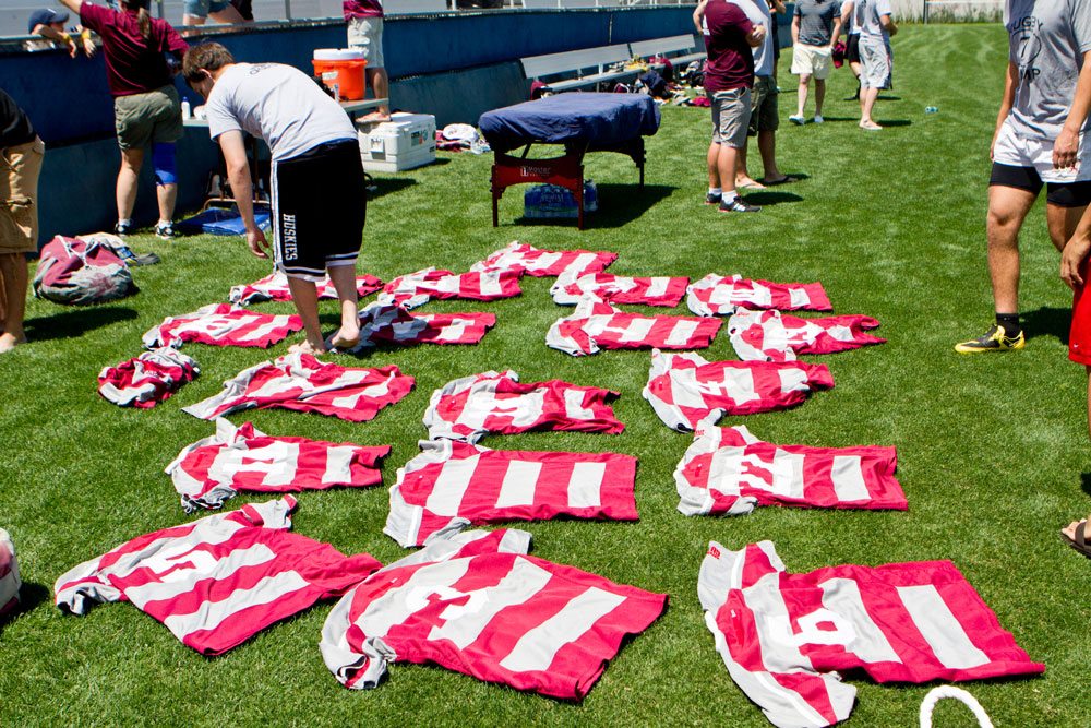 LMU club sport Rugby team on the field.