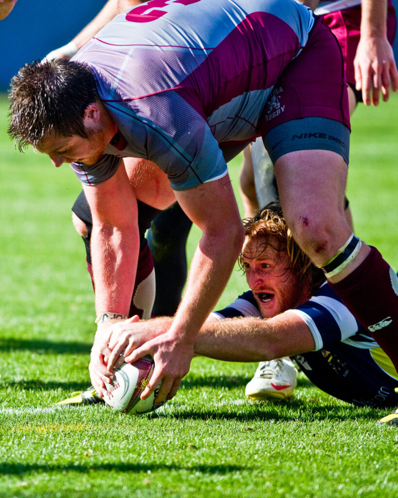 LMU club sport Rugby team on the field.
