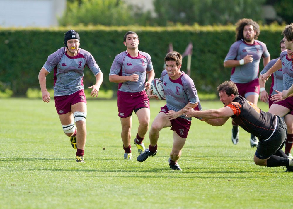LMU club sport Rugby team on the field.