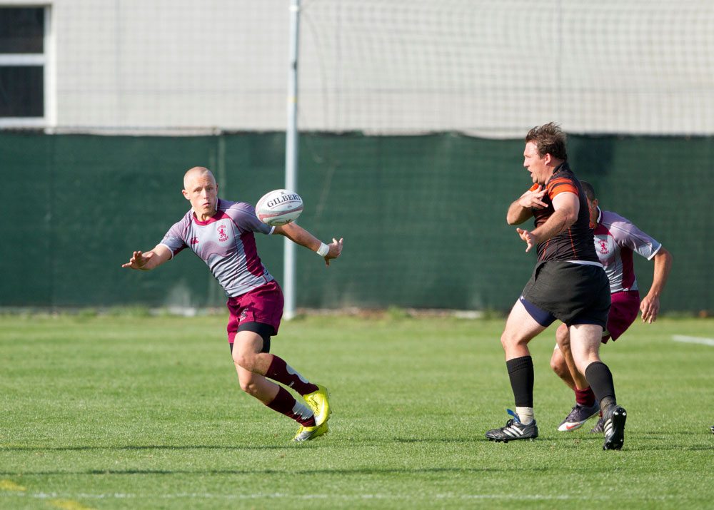 LMU club sport Rugby team on the field.