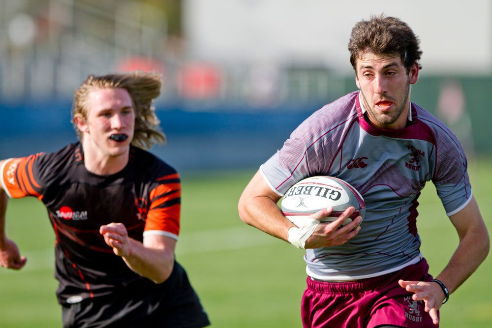 LMU club sport Rugby team on the field.