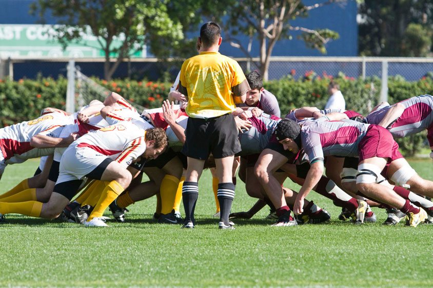 LMU club sport Rugby team on the field.