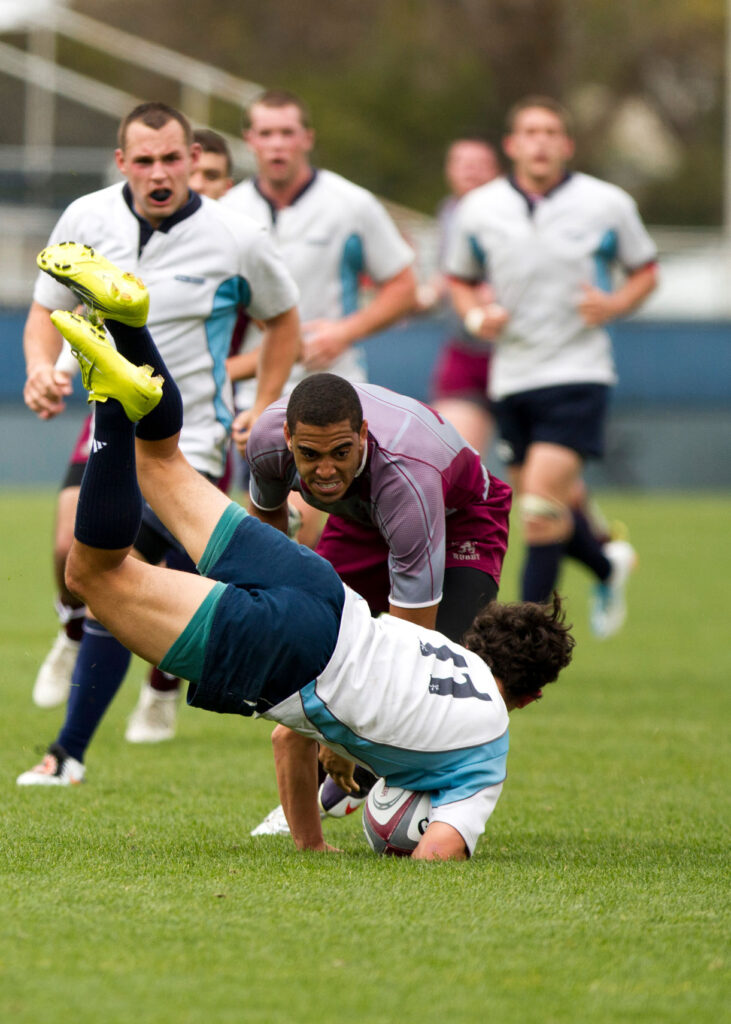 LMU club sport Rugby team on the field.