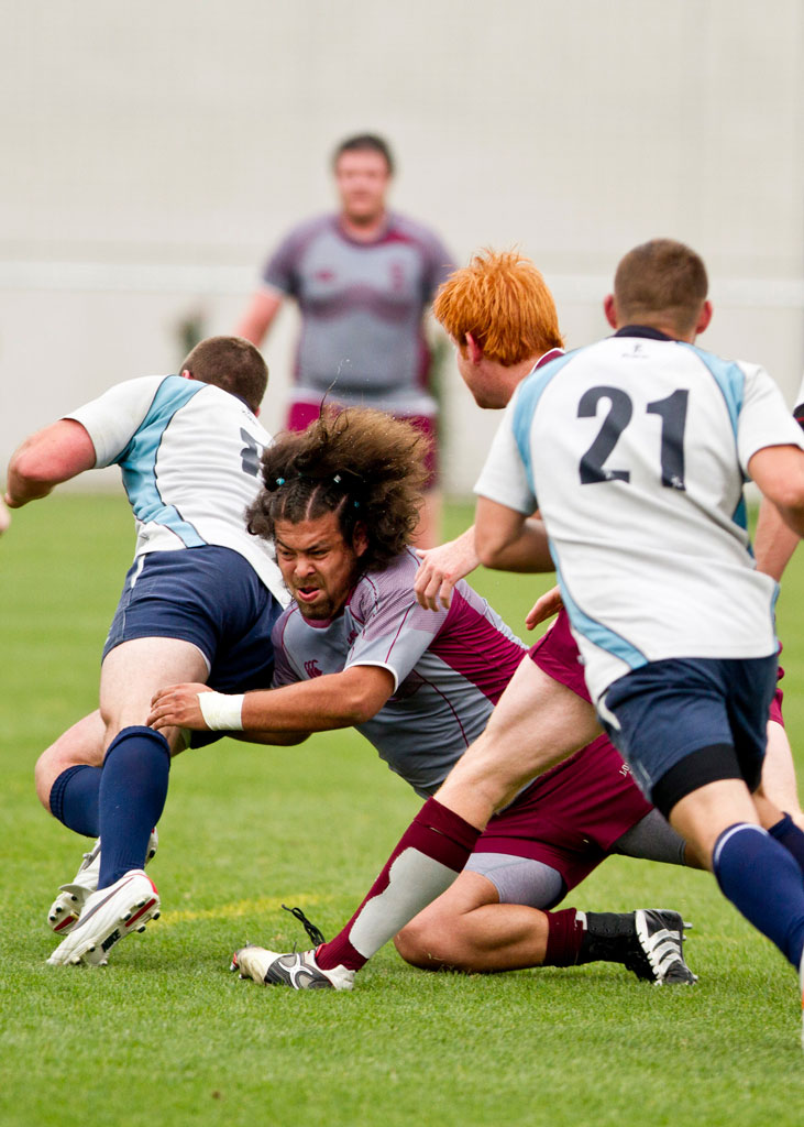 LMU club sport Rugby team on the field.