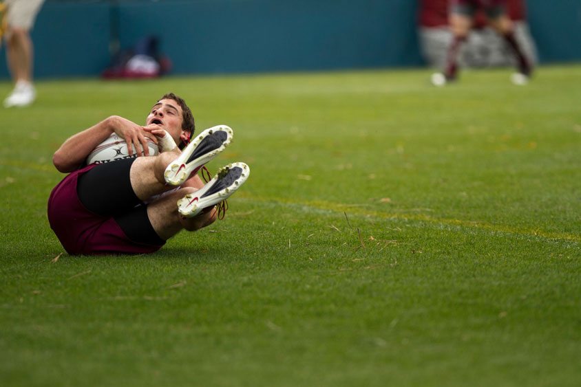 LMU club sport Rugby team on the field.