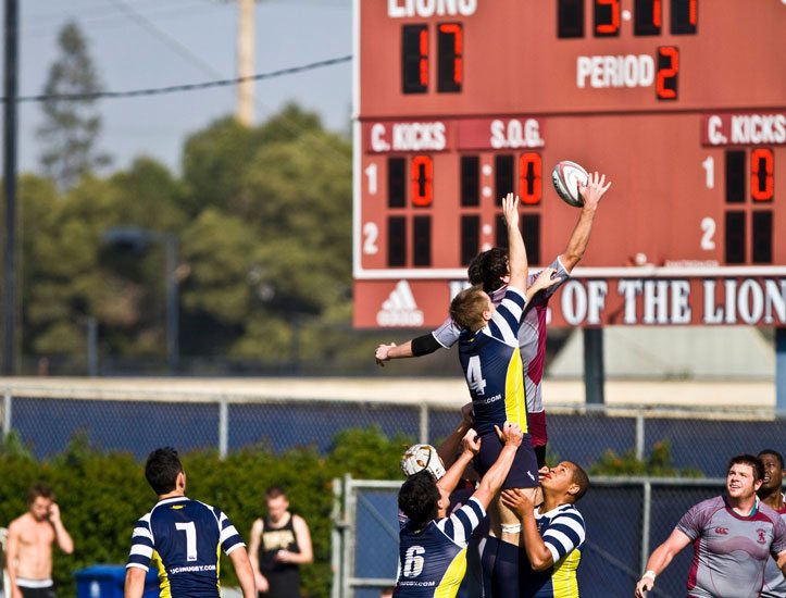 LMU club sport Rugby team on the field.