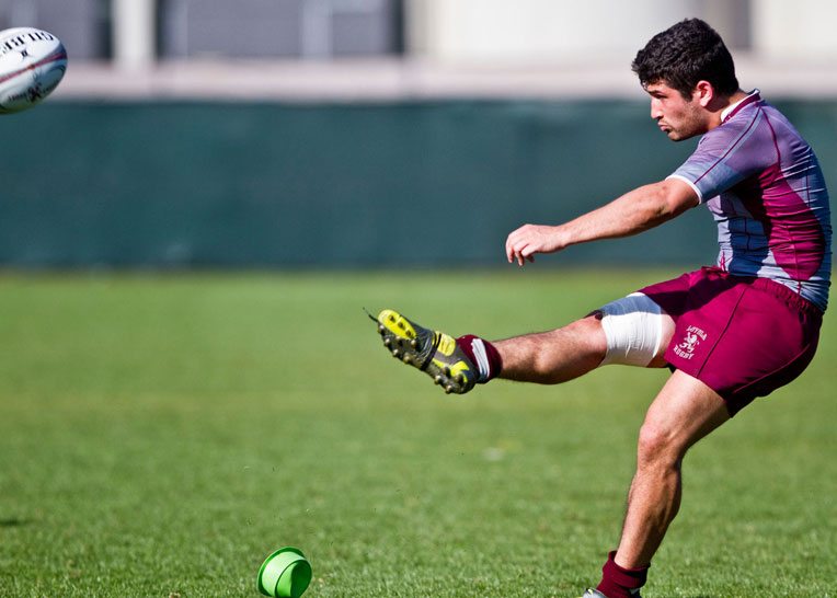 LMU club sport Rugby team on the field.
