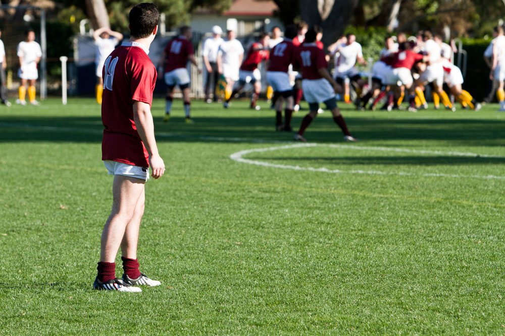 LMU club sport Rugby team on the field.