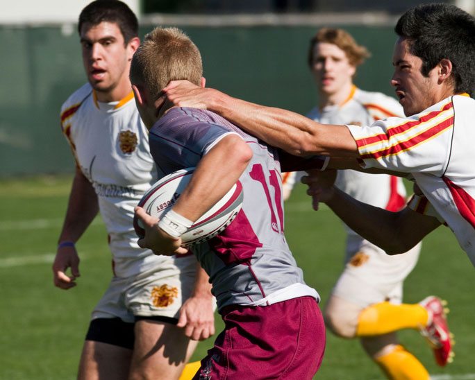 LMU club sport Rugby team on the field.