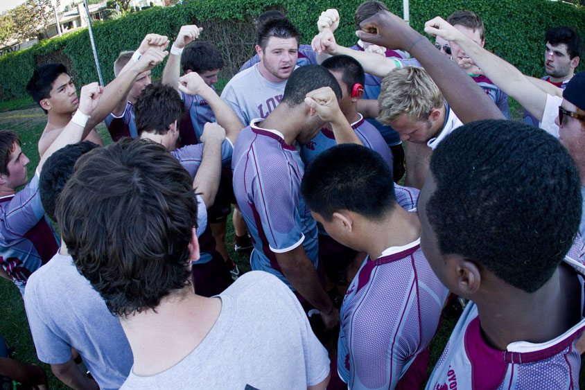 LMU club sport Rugby team on the field.