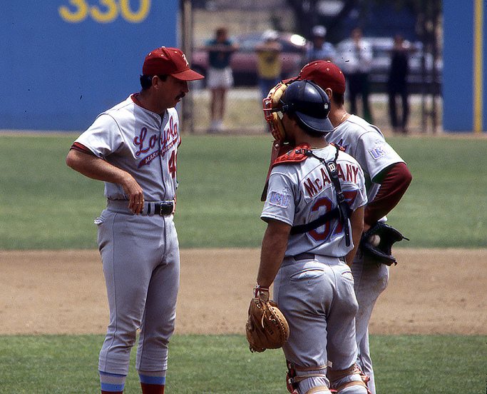 A photo of LMU baseball players.