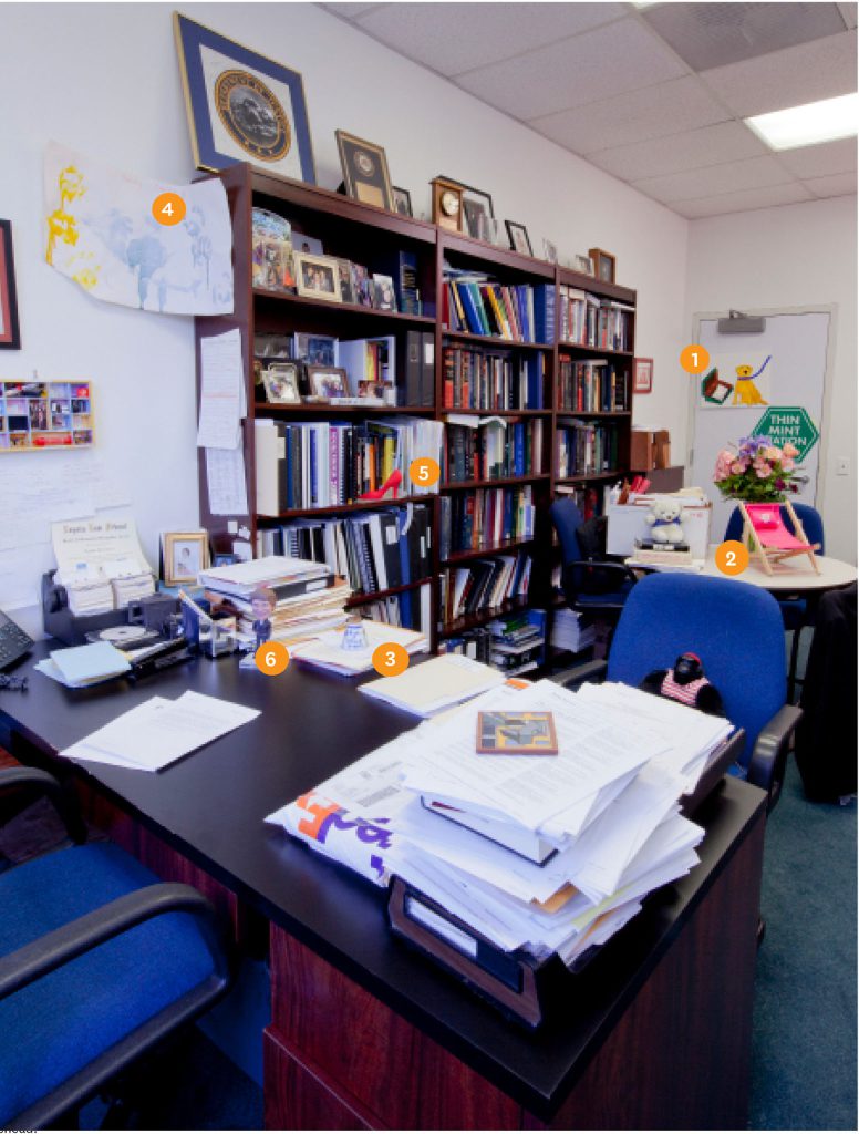 The office of Loyola Law School professor Laurie Levenson.