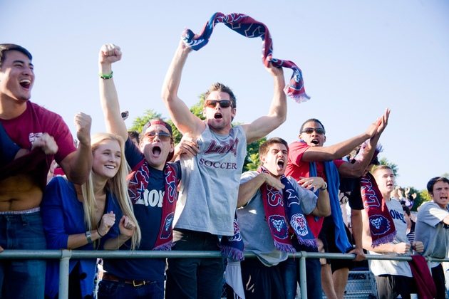 Students rally the men's soccer team at a match last season, when LMU finished with an invitation to the NCAA tournament.